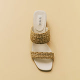 Bellina Natural Mid-Heel Two Straps Sandal