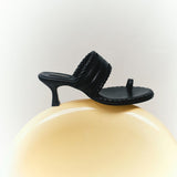 Hedera Black Mid-Heel Toe Sandal