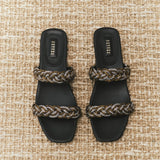 Ronda Black Flat Two Straps Sandal
