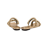 Roxana Gold Flat Two Strap Sandal