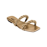 Roxana Gold Flat Two Strap Sandal
