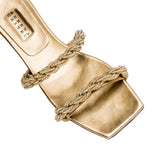 Roxana Gold Flat Two Strap Sandal