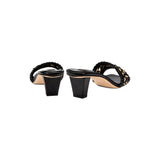 Almeria Black Mid-Heel Sandal