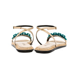 Catena Notte Natural & Aqua Flat Ankle Cross Sandal