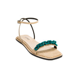Catena Notte Natural & Aqua Flat Ankle Cross Sandal