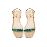 Catena Notte Natural & Aqua Flat Ankle Cross Sandal