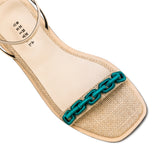 Catena Notte Natural & Aqua Flat Ankle Cross Sandal