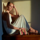 Rovena Peach Flat Ankle Cross Sandal
