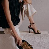 Valeria Black High-Heel Ankle Cross Sandal