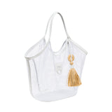 Boho Chic Off-White Mesh Tote Bag