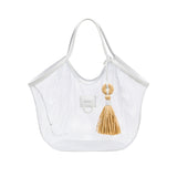 Boho Chic Off-White Mesh Tote Bag