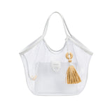 Boho Chic Off-White Mesh Tote Bag