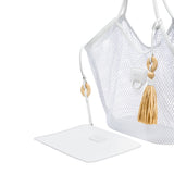 Boho Chic Off-White Mesh Tote Bag