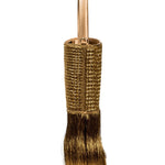 Adia Antique Gold Mini Tote Bag featuring metallic cage embroidery and fringe details, ideal for any occasion.