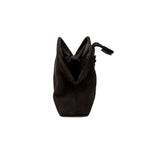 Alessa Black Pouch Bag showcasing intricate knotted design and sleek black leather craftsmanship.