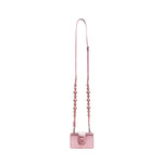 Alessa Metallic Pink Card Holder with detachable strap and embroidered details for a chic, refined look.