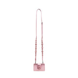 Alessa Metallic Pink Card Holder with detachable strap and embroidered details for a chic, refined look.