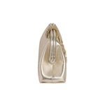 Elegant Alessa Sahara Pouch Bag in metallic gold, showcasing intricate thread-wrapped coin design and sleek silhouette.