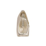 Elegant Alessa Sahara Pouch Bag in metallic gold, showcasing intricate thread-wrapped coin design and sleek silhouette.