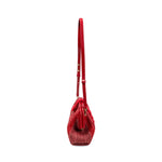 Alessa Scarlet Pouch Bag featuring a stylish red design and adjustable shoulder strap.