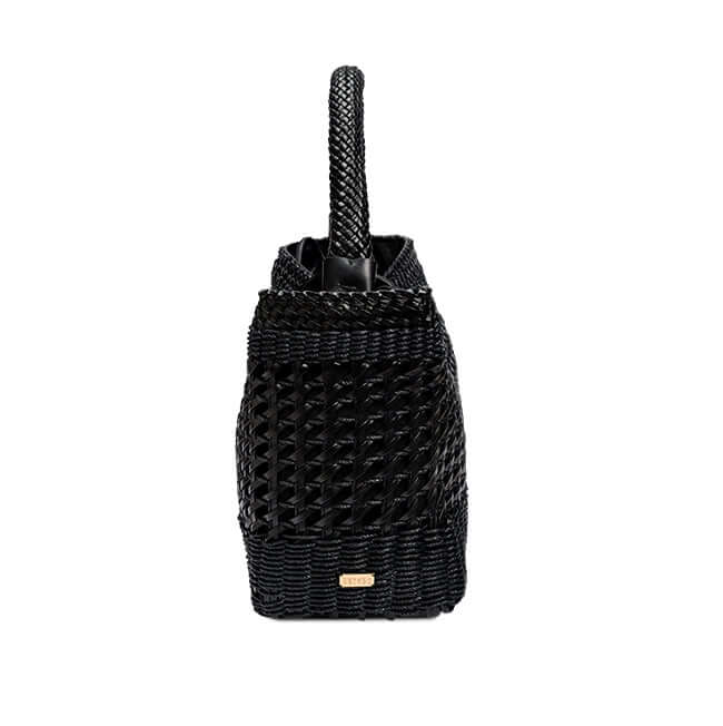 Almeria Black Large Tote Bag, stylish woven design with a sturdy handle, perfect for everyday use.