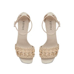 Almeria nude block-heel ankle sandals with woven strap, open toe design, crafted in Italy for stylish comfort.
