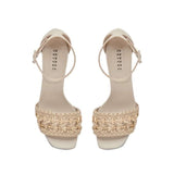 Almeria nude block-heel ankle sandals with woven strap, open toe design, crafted in Italy for stylish comfort.