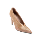 Arinna Blush High-Heel Pump in smooth suede with shimmering threads and 90mm stiletto heel, showcasing elegant design.