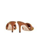 Aurnia Camello high-heel sandals featuring a braided design and sleek stiletto heels, perfect for stylish occasions.