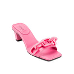Catena 50MM baby pink sandal with chain link design, crafted from fine Italian leather, adding chic elegance to any outfit.