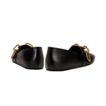 Back view of Catena black flat loafers with stylish gold chain detail, ideal for everyday wear and comfort.