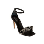 Catena Black & Glam High-Heel Ankle Sandal featuring elegant crystal-wrapped chain design for a chic look.