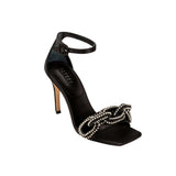 Catena Black & Glam High-Heel Ankle Sandal featuring elegant crystal-wrapped chain design for a chic look.