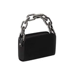 Catena Black & Glam Two-Sided Bag with embroidered chain-link handle, crafted in luxurious silk satin.