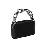 Catena Black & Glam Two-Sided Bag with embroidered chain-link handle, crafted in luxurious silk satin.