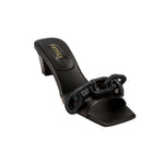 Catena Black Mid-Heel Sandal crafted from Italian leather with a chain link design across the toe strap.