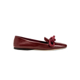 Catena Burgundy Flat Moccasin with suede chain detail, handcrafted in Italy for style and comfort.