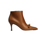 Catena Camello High-Heel Ankle Boot in smooth brown leather with signature chain link adornment.