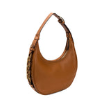 Catena Camello Hobo Bag in soft camello leather, featuring adjustable strap and iconic chain detail, exuding modern elegance.