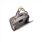 Luxurious Catena Electrum Two-Sided Bag in silk satin with unique chain-link handle and two independent compartments.