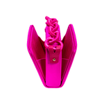 Catena Fuchsia Two-Sided Bag with chain-link handle, showcasing luxurious silk satin and dual compartments.