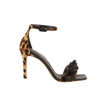 Catena Leopard High-Heel Ankle Sandal in leopard and black haircalf with leather insole and outsole, 90 mm heel height.