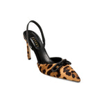 Catena Leopard High-Heel Slingback Pump with stiletto heel and elegant chain detail, featuring a chic leopard print design.