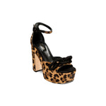 Catena leopard platform ankle sandal featuring a stylish knot detail and sturdy block heel for a chic look.