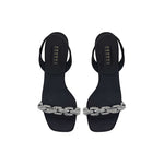 Catena Notte Black & Glam High-Heel Slingback Sandals featuring jewel-like chain link embroidery on a sleek design.