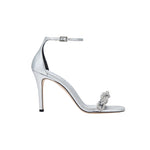 Catena Notte Silver High-Heel Ankle Sandal with jewel-like chain link detail and stiletto heel.