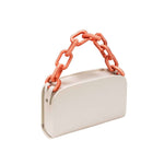 Catena Off-White & Peach two-sided bag featuring a unique design with a stylish chain handle.