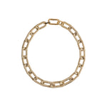 Catena Rectangular Necklace featuring a sleek gold chain design with interconnected links, perfect for elegant styling.