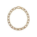 Catena Rectangular Necklace featuring a sleek gold chain design with interconnected links, perfect for elegant styling.