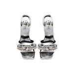 Catena Silver High-Heel Sandal featuring metallic chain embroidery and a stylish 90mm heel, handcrafted in Italy.